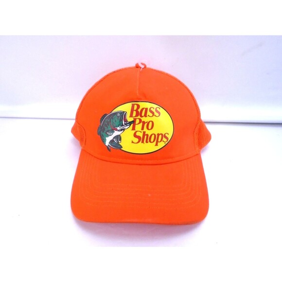 Bass Pro Shop Mens trucker snap back Hat Cap Orange Baseball Fishing - Picture 1 of 7